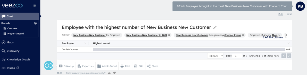 Veezoo's Chat based interface