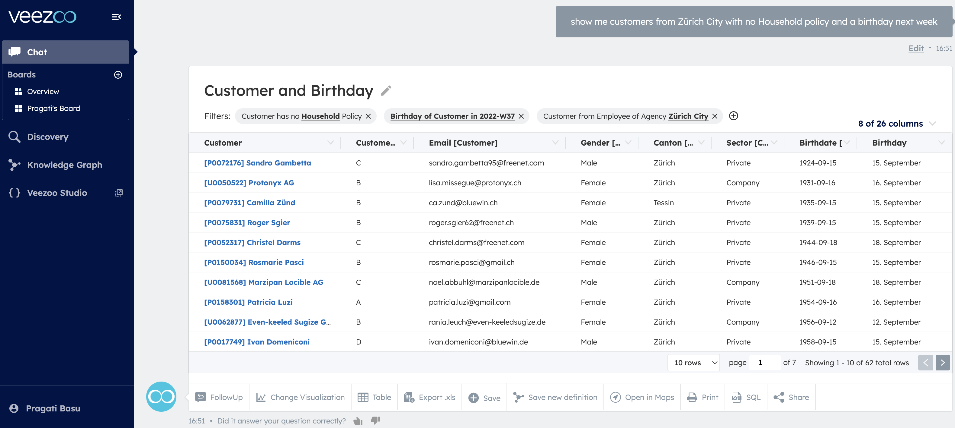 Veezoo's easy Q and A interface