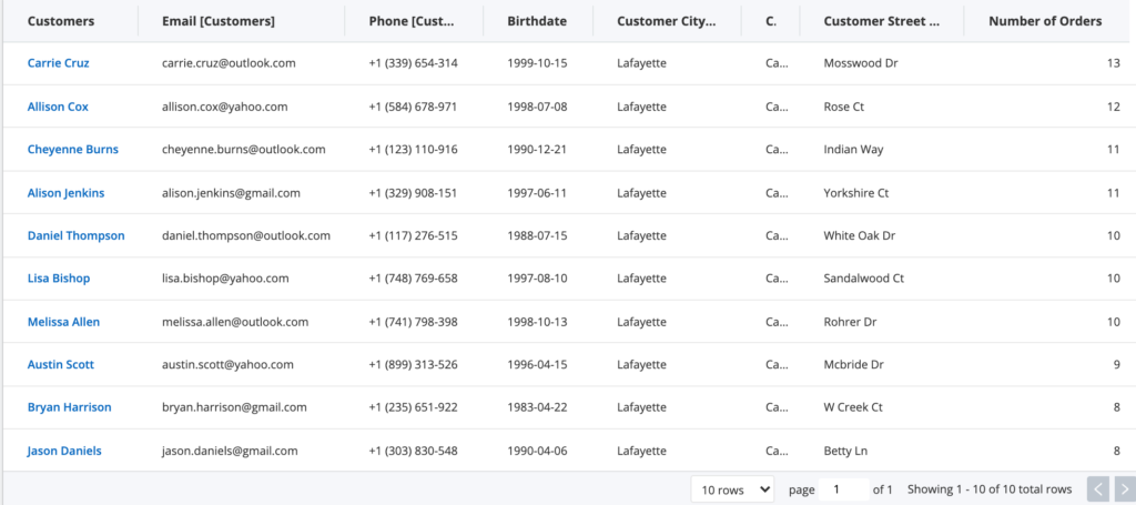 Veezoo: Ecommerce Top Customers demo