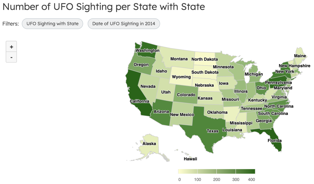 UFO sightings by state in 2014